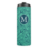 Monstera tropisches Monogramm des Blatt-Muster-| Thermosbecher (Vorderseite)