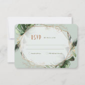Monstera UAWG Wedding Insert Green & Gold Einladun Einladung (Vorderseite)