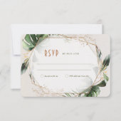 Monstera UAWG Wedding Insert Green & Gold Einladun Einladung (Vorderseite)