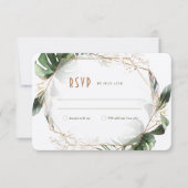 Monstera UAWG Wedding Insert Green & Gold Einladung (Vorderseite)