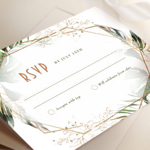 Monstera UAWG Wedding Insert Green & Gold Einladung