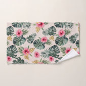 Monstera und Hibiskus Pattern Badhandtuch Set (Handtuch)