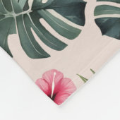 Monstera und Hibiskus Pattern Fleecedecke (Ecke)