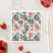 Monstera und Hibiskus Pattern Serviette (Beispiel)