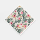 Monstera und Hibiskus Pattern Serviette (Ecke)