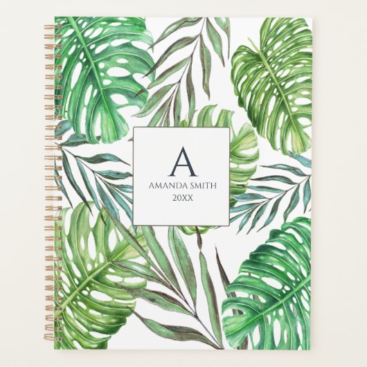 Monstera- und Palmenblätter Planer (Vorderseite)