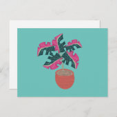Monstera Variegated Pink and Green Potted Pflanze Postkarte (Vorne/Hinten)