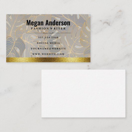Monstera Verlass Pattern | Gold Trim Visitenkarte (Vorne/Hinten)