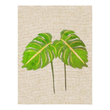Monstera Verlasse Aquarell auf Linen