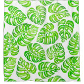 Monstera verlasse Aquarell Duschvorhang (Vorderseite)
