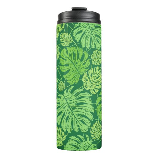 Monstera verlasse Blumenmuster Thermosbecher (Vorderseite)