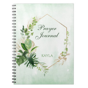 Monstera Verlasse Gold Frame Name Prayer Journal Notizblock