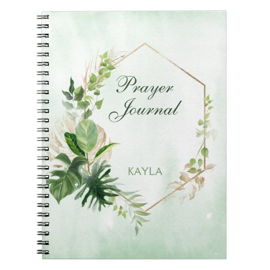 Monstera Verlasse Gold Frame Name Prayer Journal Notizblock (Vorderseite)