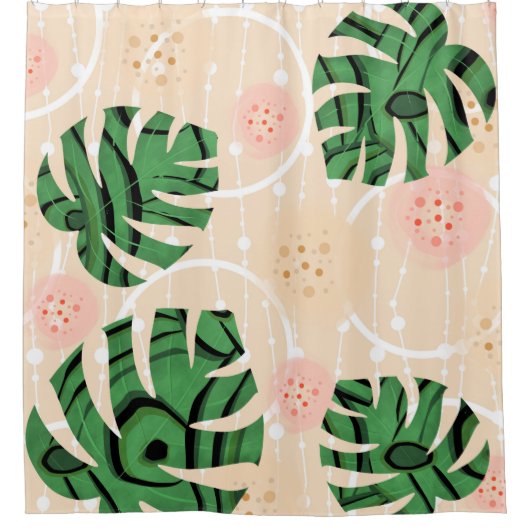 Monstera verlasse pink. duschvorhang (Vorderseite)