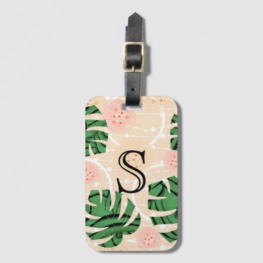 Monstera verlasse pink. gepäckanhänger (Vorderseite Vertikal)