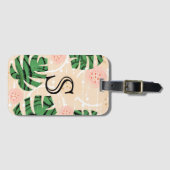 Monstera verlasse pink. gepäckanhänger (Vorderseite (Horizontal))