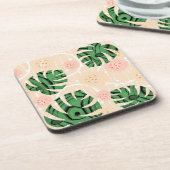 Monstera verlasse pink. getränkeuntersetzer (Linke Seite)