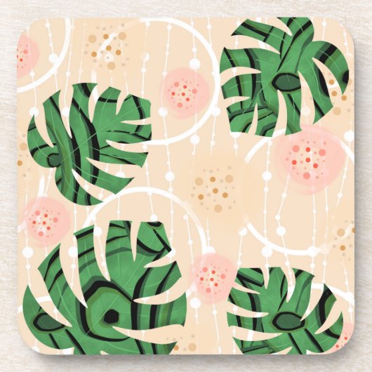 Monstera verlasse pink. getränkeuntersetzer (Vorderseite)