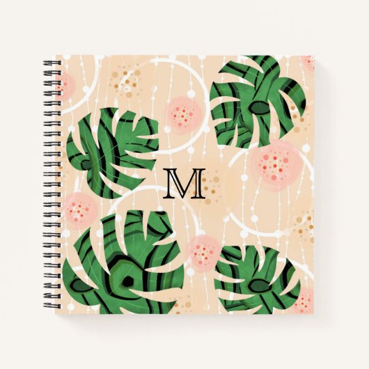 Monstera verlasse pink. notizblock (Vorderseite)