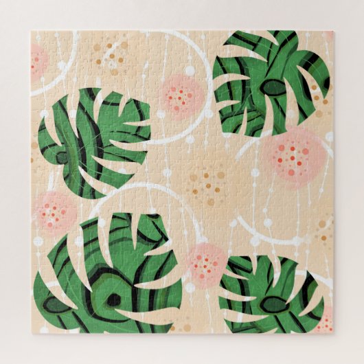 Monstera verlasse pink. puzzle (Vertikal)