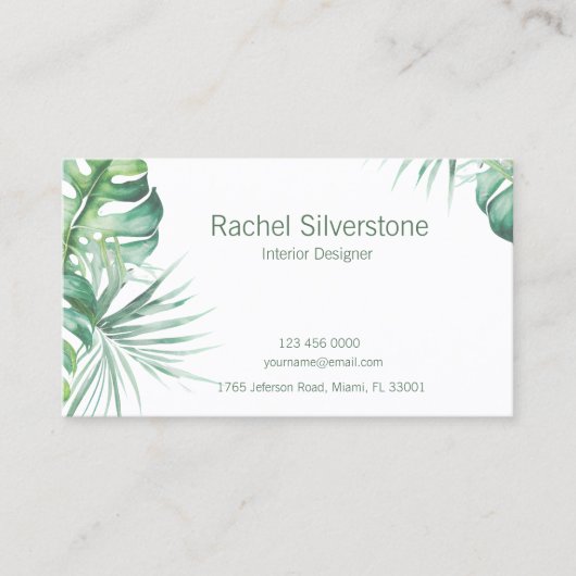 Monstera Verlasse Tropische Rücksendeadresse Visitenkarte (Vorderseite)