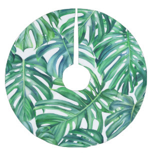 Monstera Verlasse: Watercolor Jungle Pattern. Polyester Weihnachtsbaumdecke