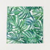 Monstera Verlasse: Watercolor Jungle Pattern. Wandteppich (Vorderseite (Horizontal))