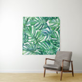 Monstera Verlasse: Watercolor Jungle Pattern. Wandteppich (Beispiel (Horizontal))