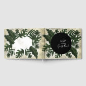 Monstera Verlasst handgezeichnete Hochzeit im Grün Gästebuch (Voll)