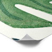 Monstera Wasserfarbe: Grüne Nahtlose Textur. Poster (Ecke)