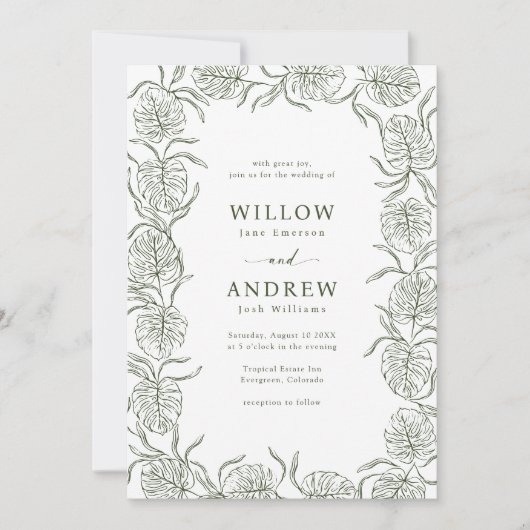 Monstera Wedding Einladung (Vorderseite)