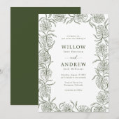 Monstera Wedding Einladung (Vorne/Hinten)