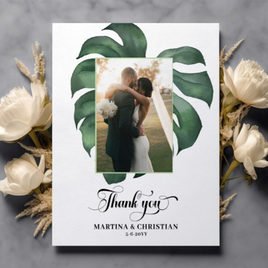 Monstera Wedding Flat Danke Karte