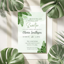 Monstera Wedding Shower Invitation Tropical Green