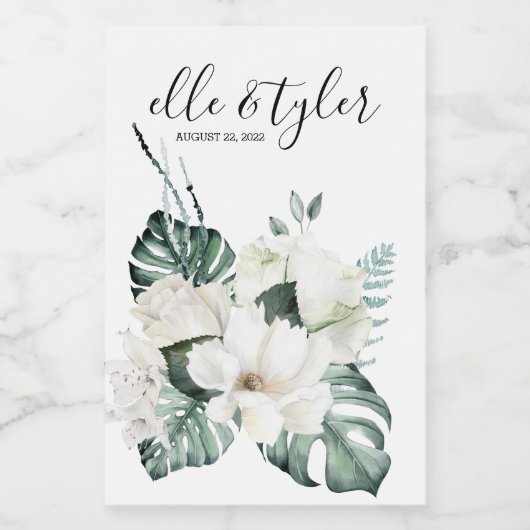 Monstera Wedding Wine Label Weinetikett (Einzelnes Label)