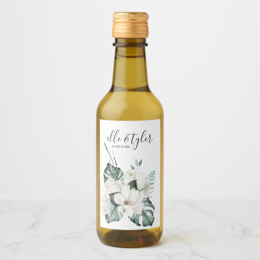 Monstera Wedding Wine Label Weinetikett (Vorderseite)