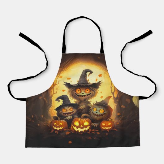 Monsterbrüder in einem beängstigenden Wald Happy H Schürze (Vorderseite)