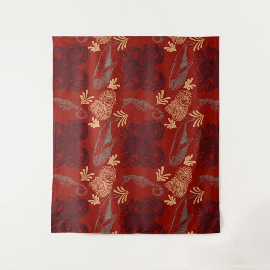 Monsterdarstellung des Nautischen Roten Oktopus Wandteppich (Vorderseite)