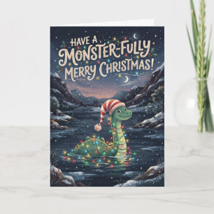 Monsterfrohhe Nessie Weihnachtskarte Karte