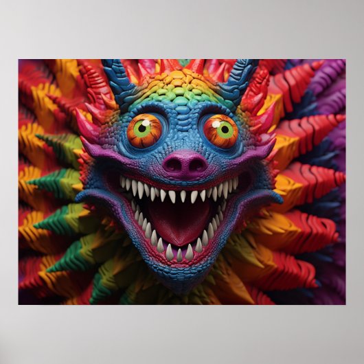 Monstergesicht in Regenbogenfarben Poster (Vorne)