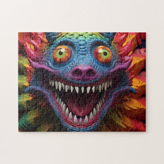 Monstergesicht in Regenbogenfarben Puzzle (Horizontal)