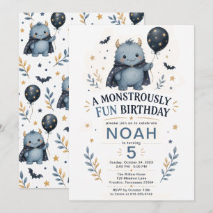 Monsterlich lustiger Monster 5. Geburtstag Einladung