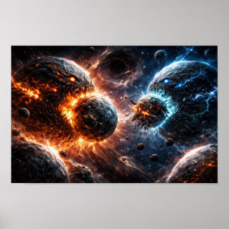 Monsterplaneten kollidieren miteinander poster