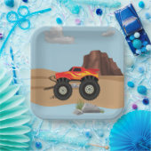 Monsterräder, orange, gelb, rot, Teller (Party)