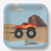 Monsterräder, orange, gelb, rot, Teller (Vorderseite)