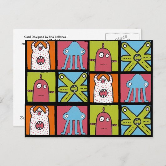 Monsters b, Monster b, Monster b, Monster b, Monst Postkarte (Vorne/Hinten)