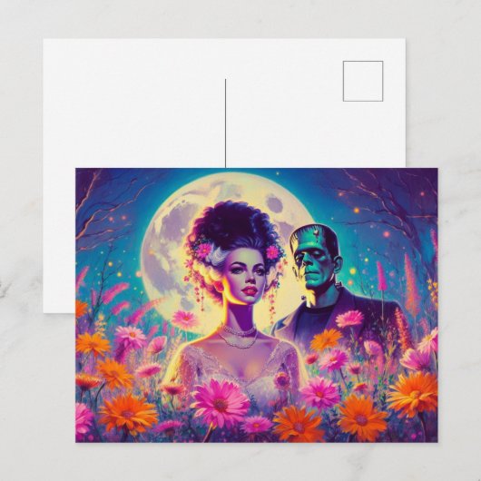 Monsters Hochzeit Danke Postkarte (Vorne/Hinten)