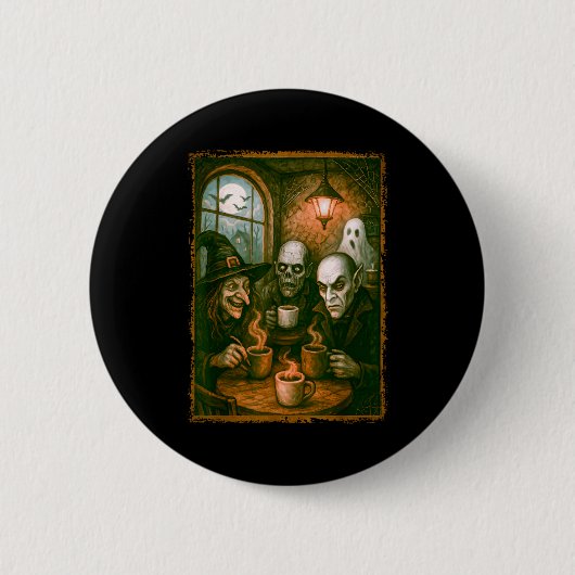 Monsters In Coffee Shop Coffee Lovers Barista Hall Button (Vorderseite)