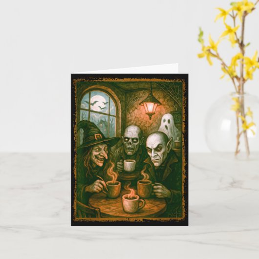 Monsters In Coffee Shop Coffee Lovers Barista Hall Karte (Gelbe Blume)