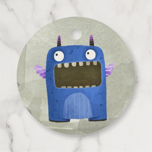 Monsters Kindergeburtstag danke Geschenkanhänger (Rückseite)